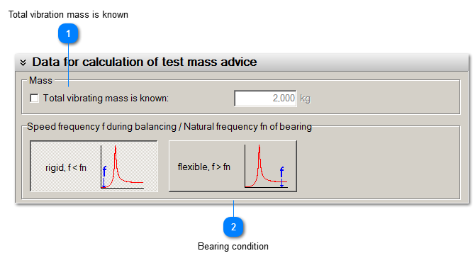Data for calculation of test mass advice