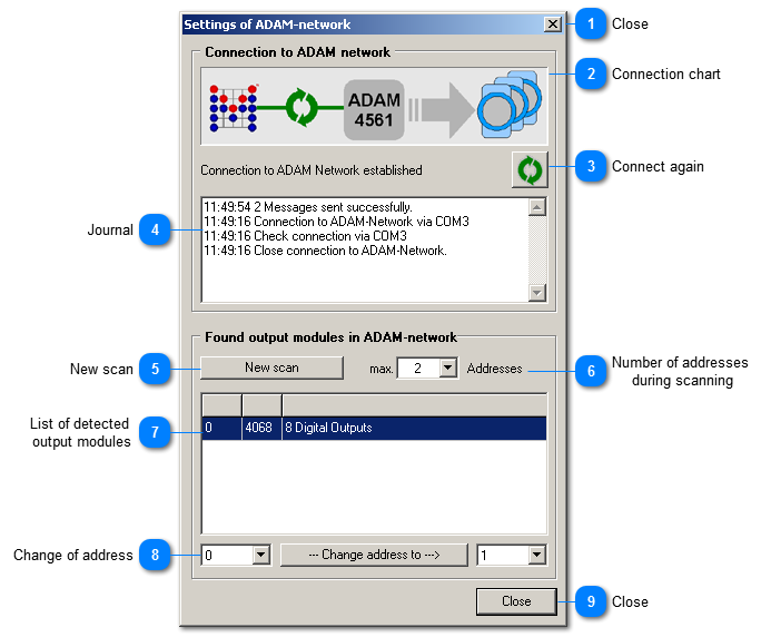 Detect connected modules and change addresses if necessary