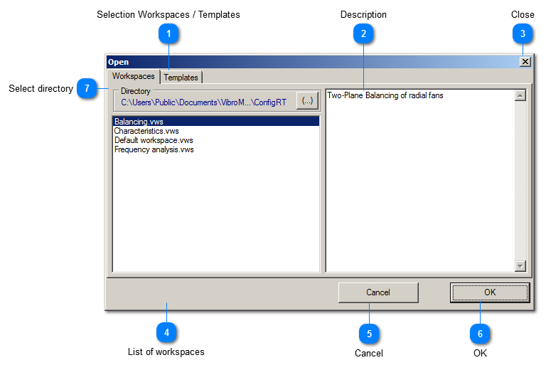 Open workspace or template